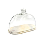 Oval glass cloche with marble base by Ellementry, for cheese or pastry, 27.5 x 13 x 19 cm