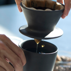 Patio Japanese ceramic coffee dripper by HMM, ridged truncated cone, 10 cm diameter