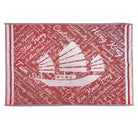 Red Hong Kong tea towel, woven cotton, detail