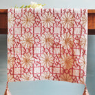 Suzani Pink Silk Sitara linen runner, dusty pink silk geometric embroidery, 40 x 228cm