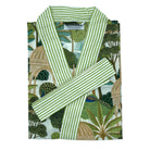 Paradise Lime and White block print cotton robe, tropical pattern, one size