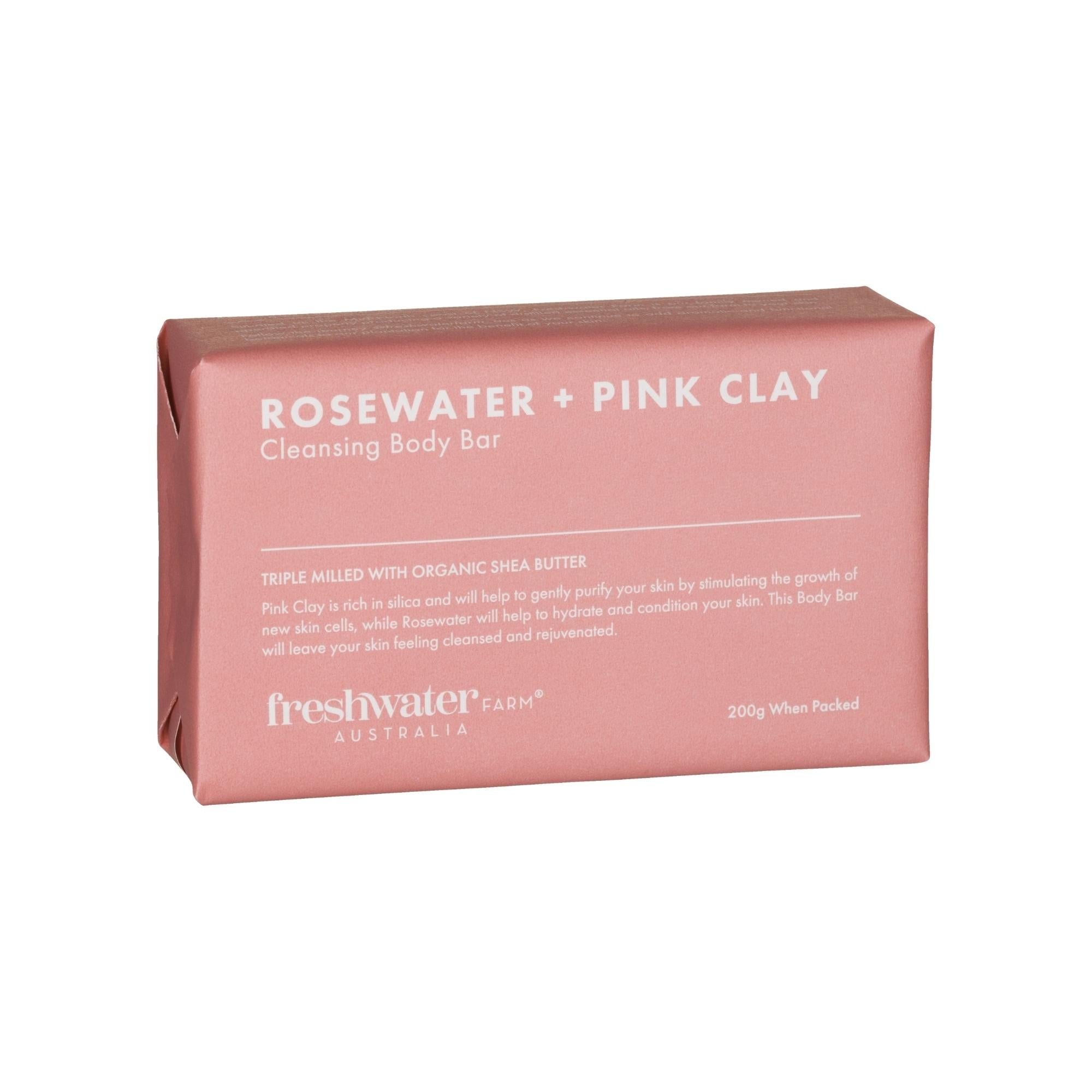 Rosewater and pink clay 200g body bar, naturally derived soap, styled detail