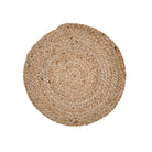 Round handmade jute placemat, woven natural fibre, detail