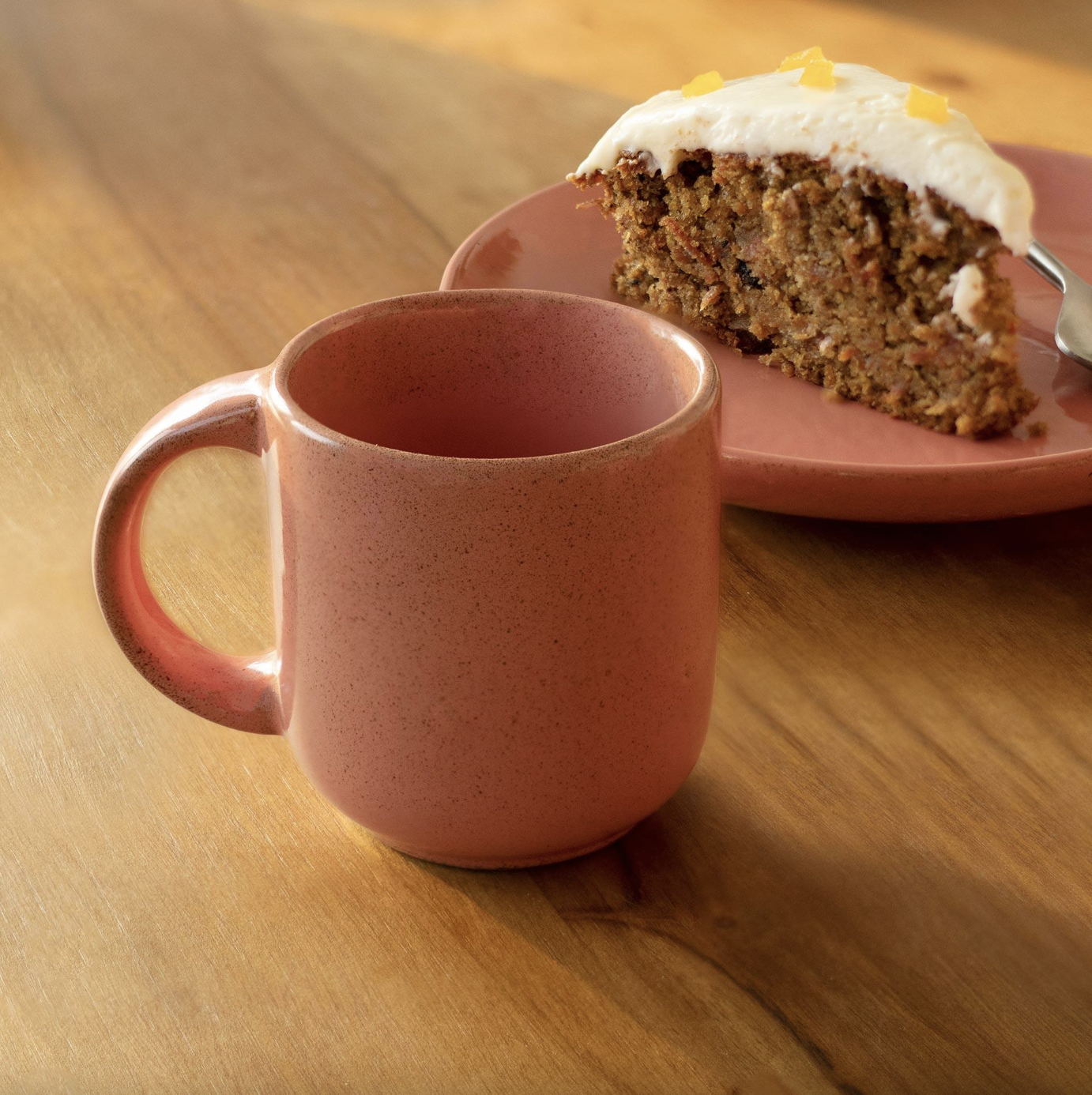 Rustic Reef peach ceramic mug inspired by coral, 250ml, handcrafted and sustainable