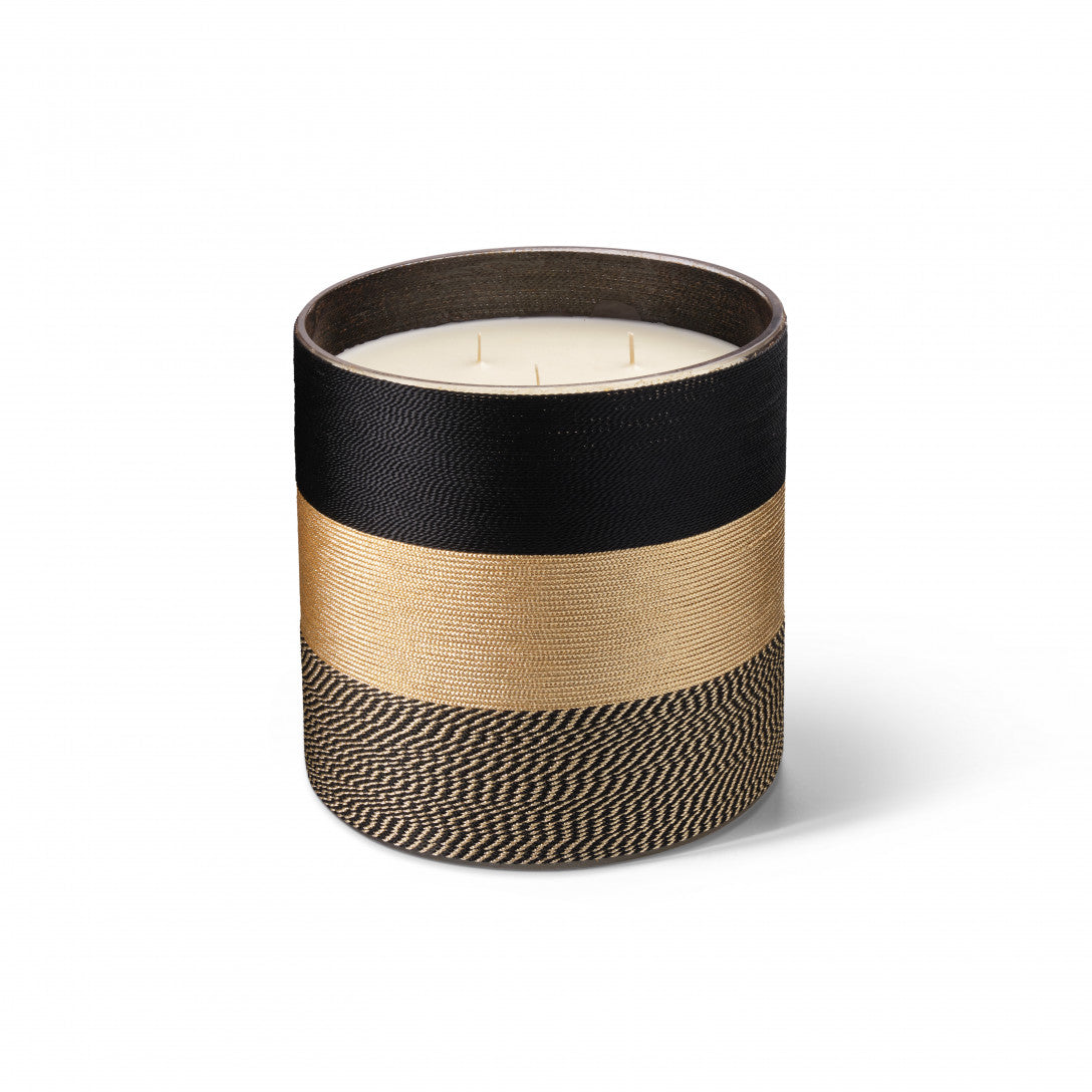 Sabra Nelia Orange Blossom extra large candle, black and gold silk, detail