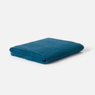 Blue indigo linen bedspread, breathable flax linen, styled view