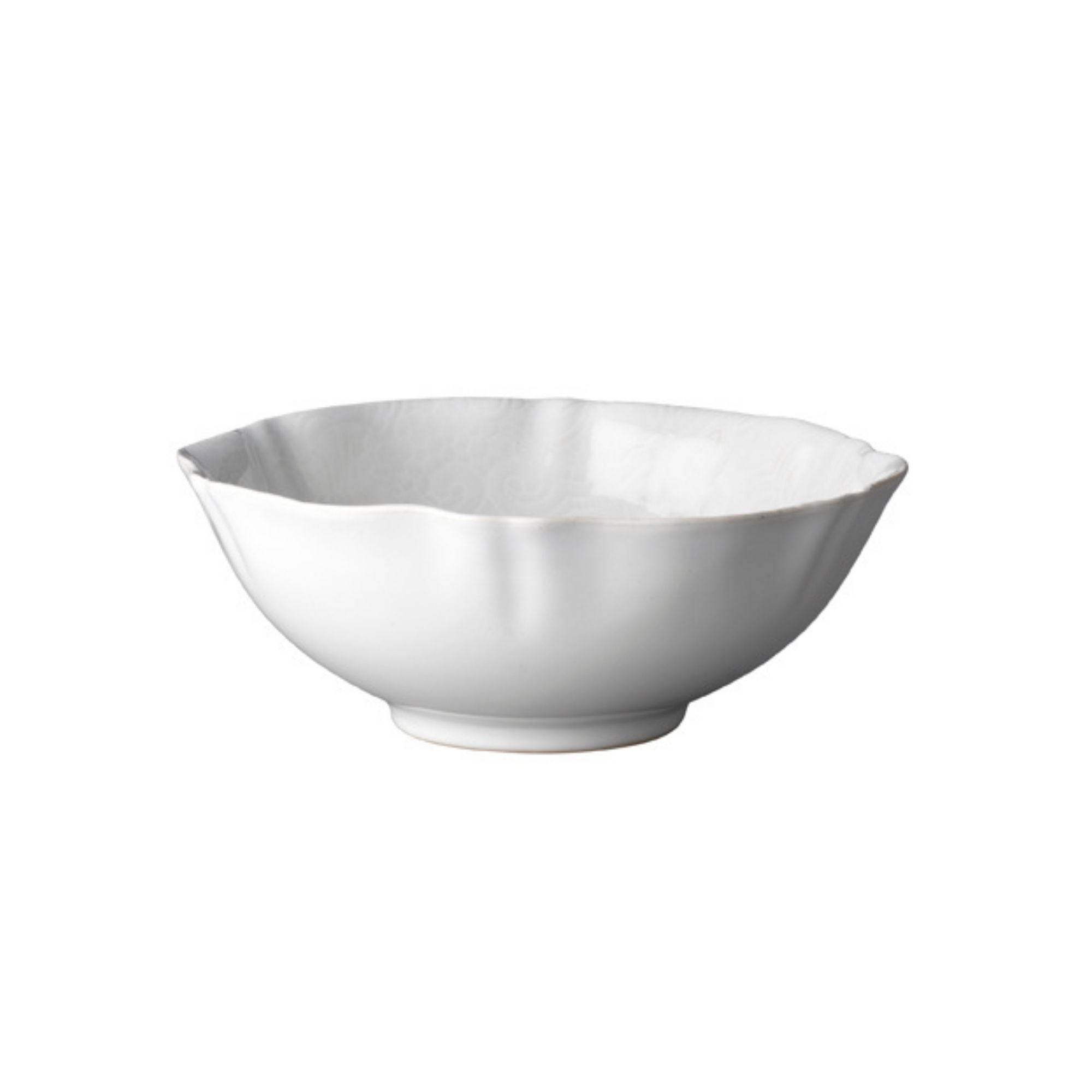 Sthal white scalloped serving bowl, white stoneware, detail
