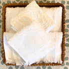 Set of 6 Bo jacquard cotton face towels in white