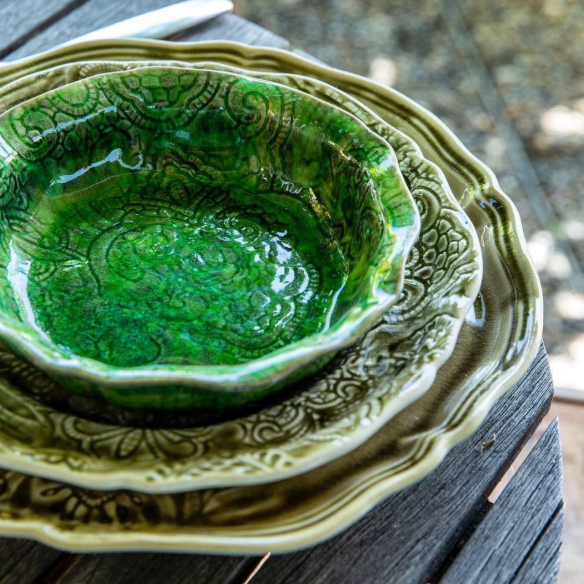 Sthal seaweed small bowl with scalloped edge, stoneware, 17cm, made in Portugal
