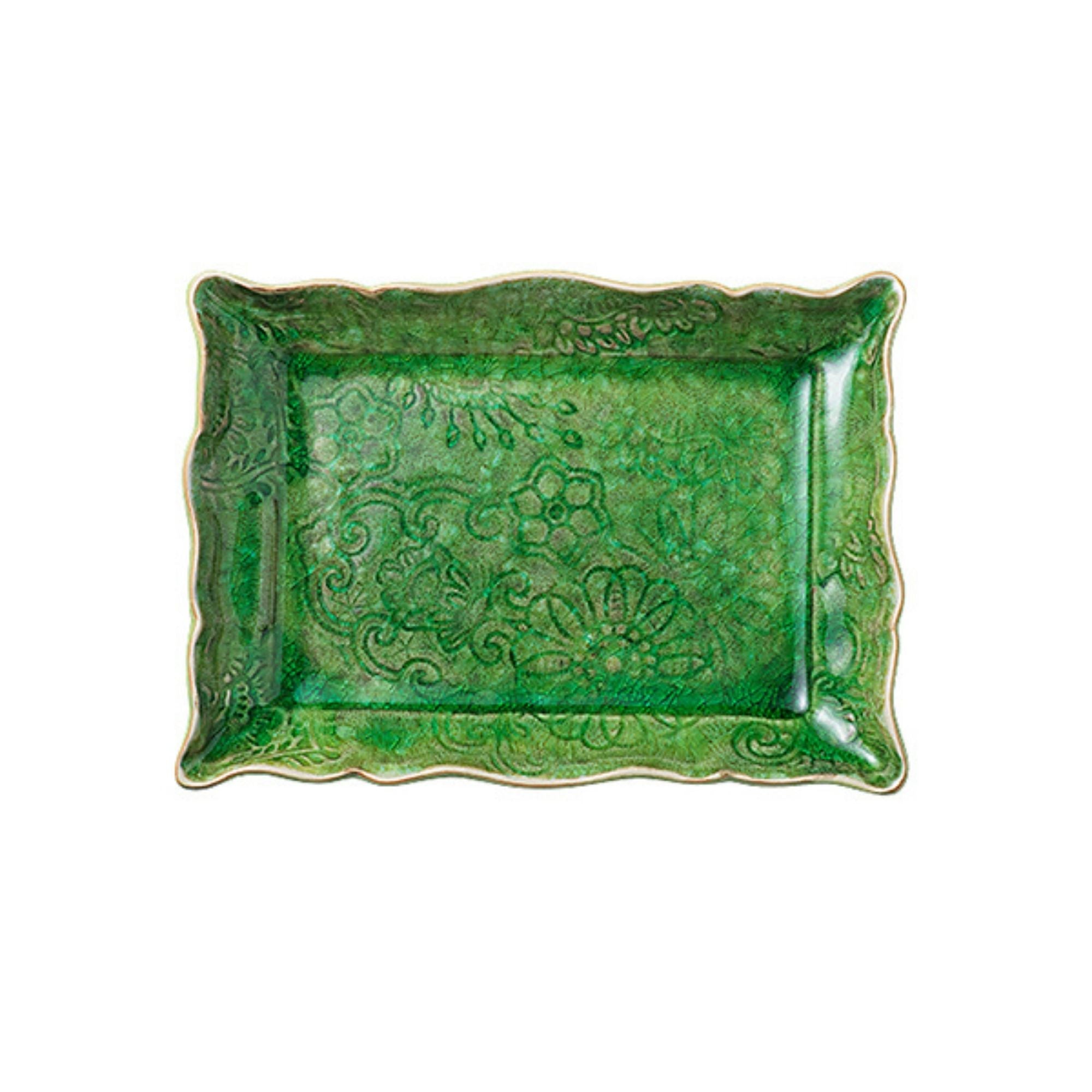 Sthal appetizer plate in seaweed green ceramic, made in Portugal
