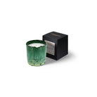 Tamegroute Mint and Tea candle, green Tamegroute pottery holder, side view