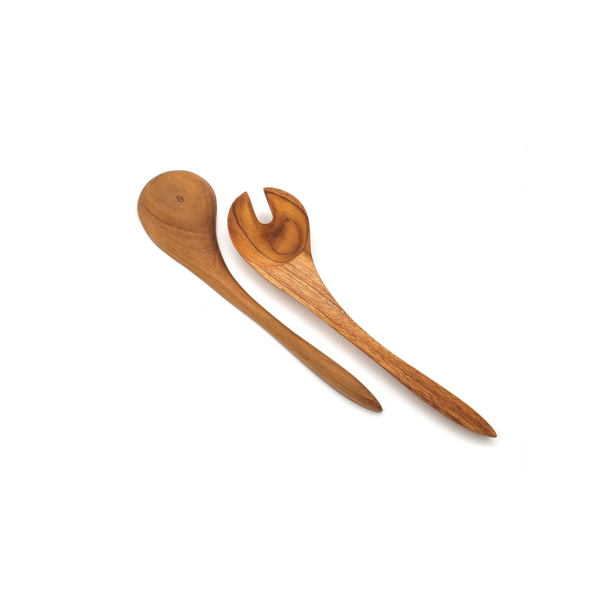 Teak wood salad servers, handcrafted, styled