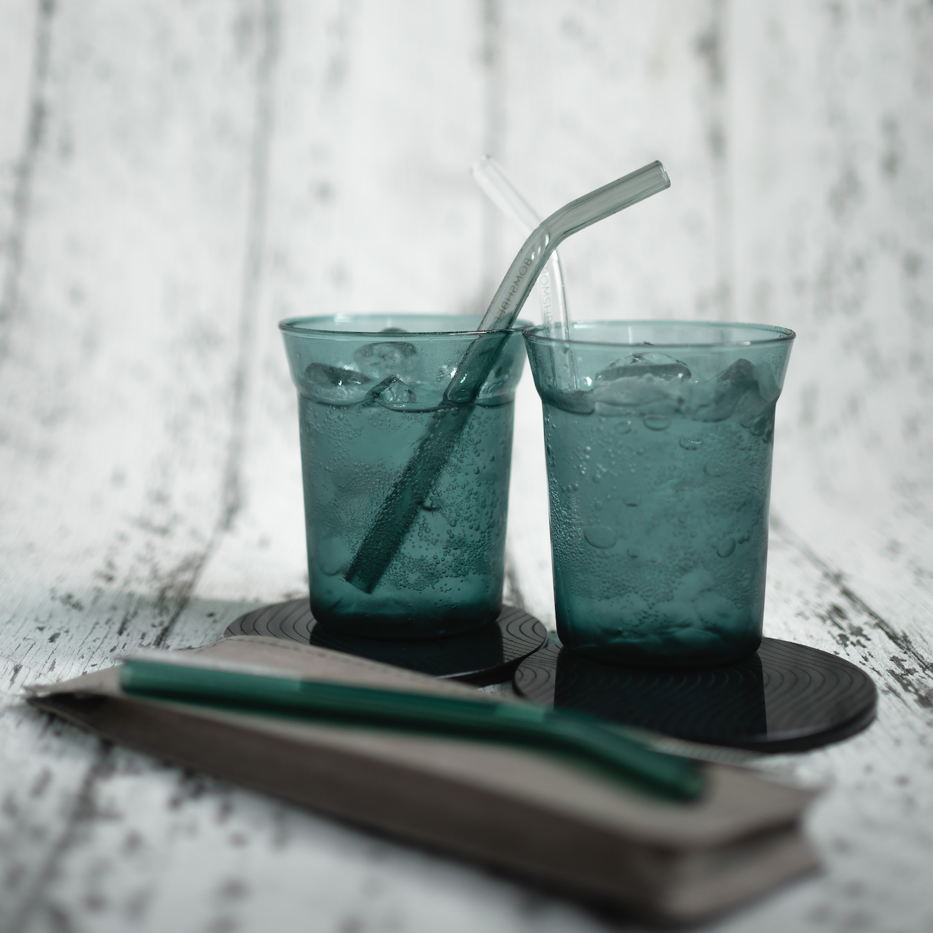 Teal Angle taper borosilicate glass with angled lip, Bomshbee