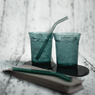 Teal Angle taper borosilicate glass with angled lip, Bomshbee