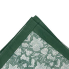 Teal floral block-print cotton tablecloth