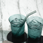 Teal tapered borosilicate tumbler, handmade, 225 ml