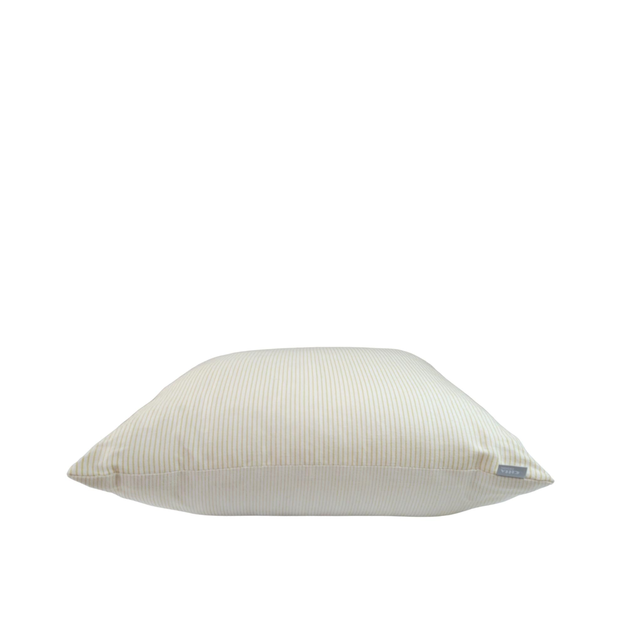 Teo citron and coconut striped linen cushion cover, detail