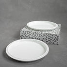 Tinge white porcelain dinner plate set of 2 with exposed raw rim, 26cm