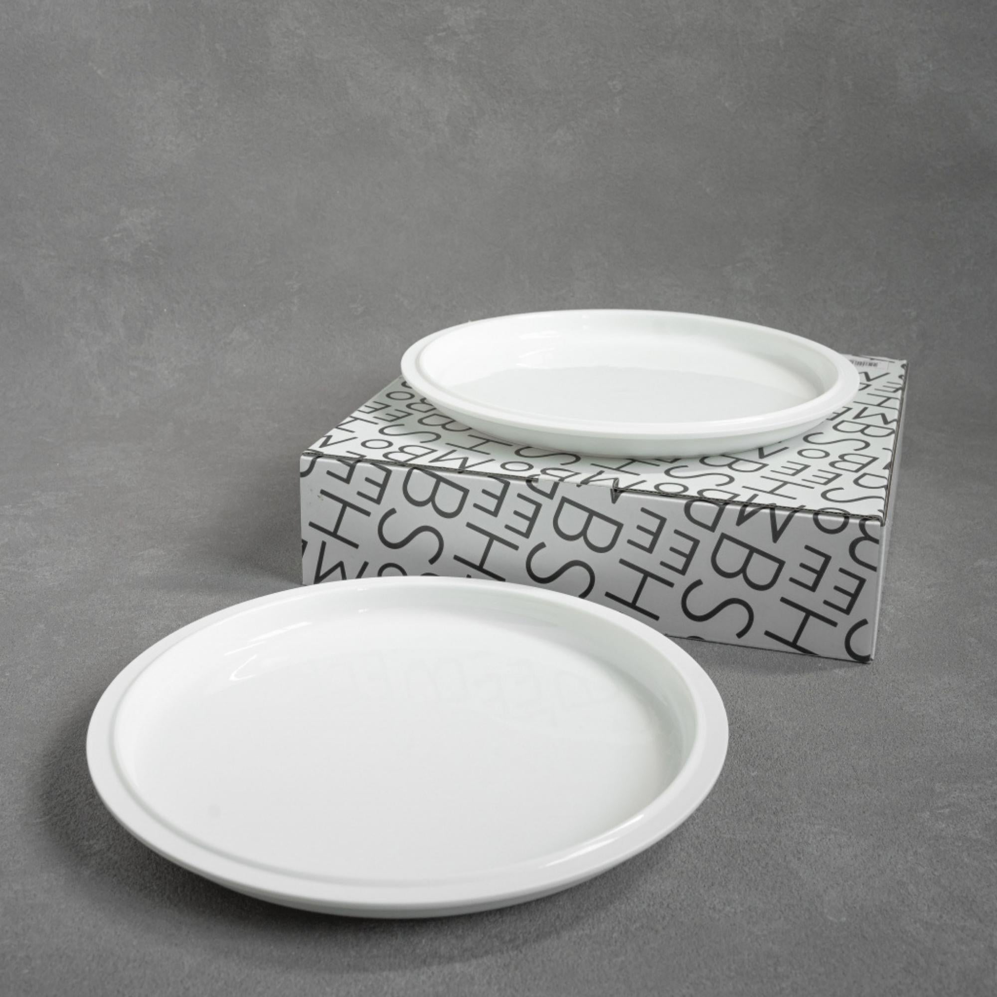 Tinge white porcelain dinner plate set of 2 with exposed raw rim, 26cm
