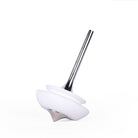 Tip-Top spinning top in white high-gloss lacquer with nickel detailing