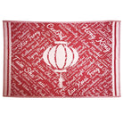 Red Hong Kong themed tea towel, cotton, close view