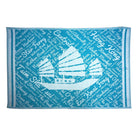 Turquoise Hong Kong tea towel, woven cotton, styled