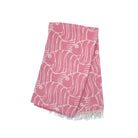 Fish design Turkish beach towel in pink, flat weave cotton, 88 x 175cm