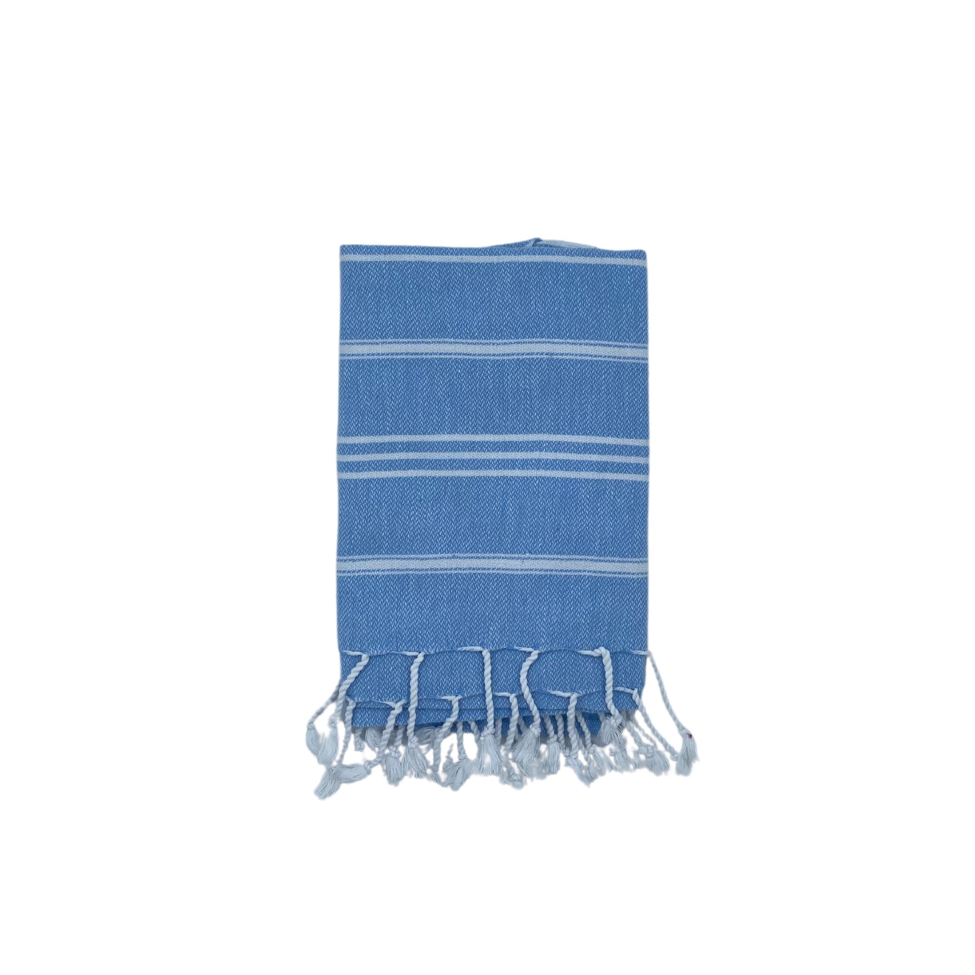 Light blue Turkish hand and kids towel, soft flat weave cotton, machine washable