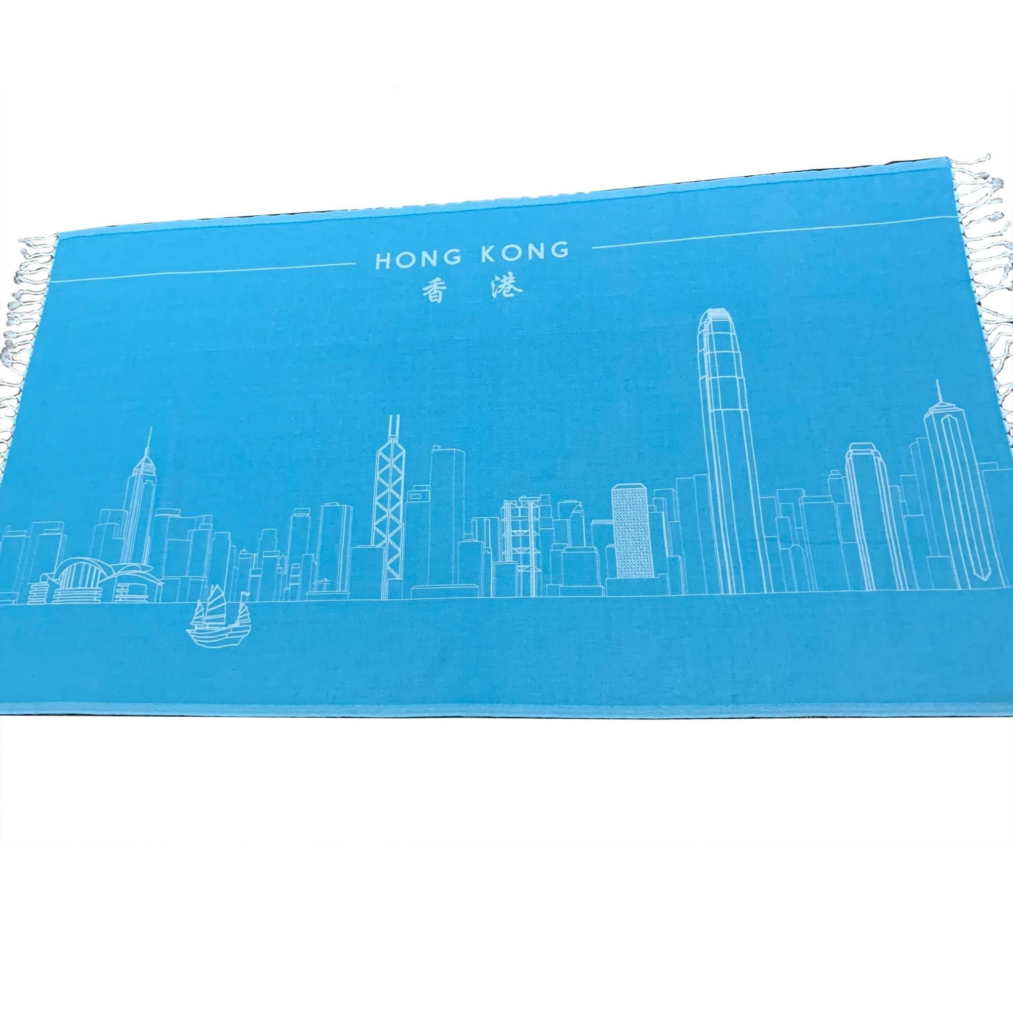 Hong Kong skyline woven cotton towel, multi-functional, styled