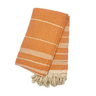 Sultan striped Turkish towel in orange, soft absorbent cotton, 180 x 100cm