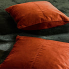 Cognac cotton velvet cushion cover, 50 x 50cm, concealed back zip