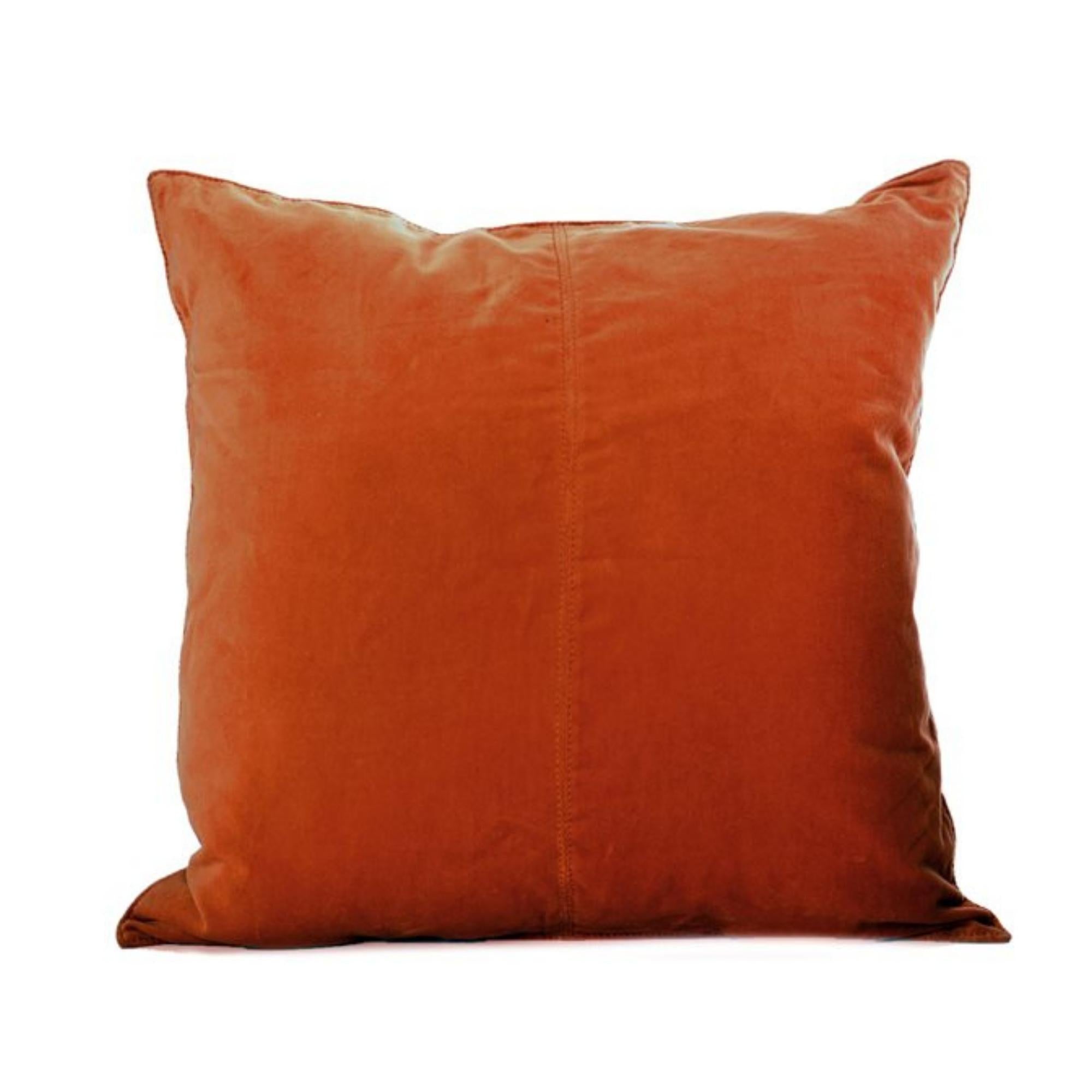 Cognac velvet cushion cover, soft cotton, styled