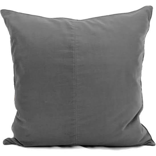 Grey cotton velvet cushion cover, 50 x 50cm, concealed back zip