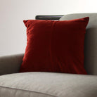 Red cotton velvet cushion cover, 50 x 50cm, concealed back zip