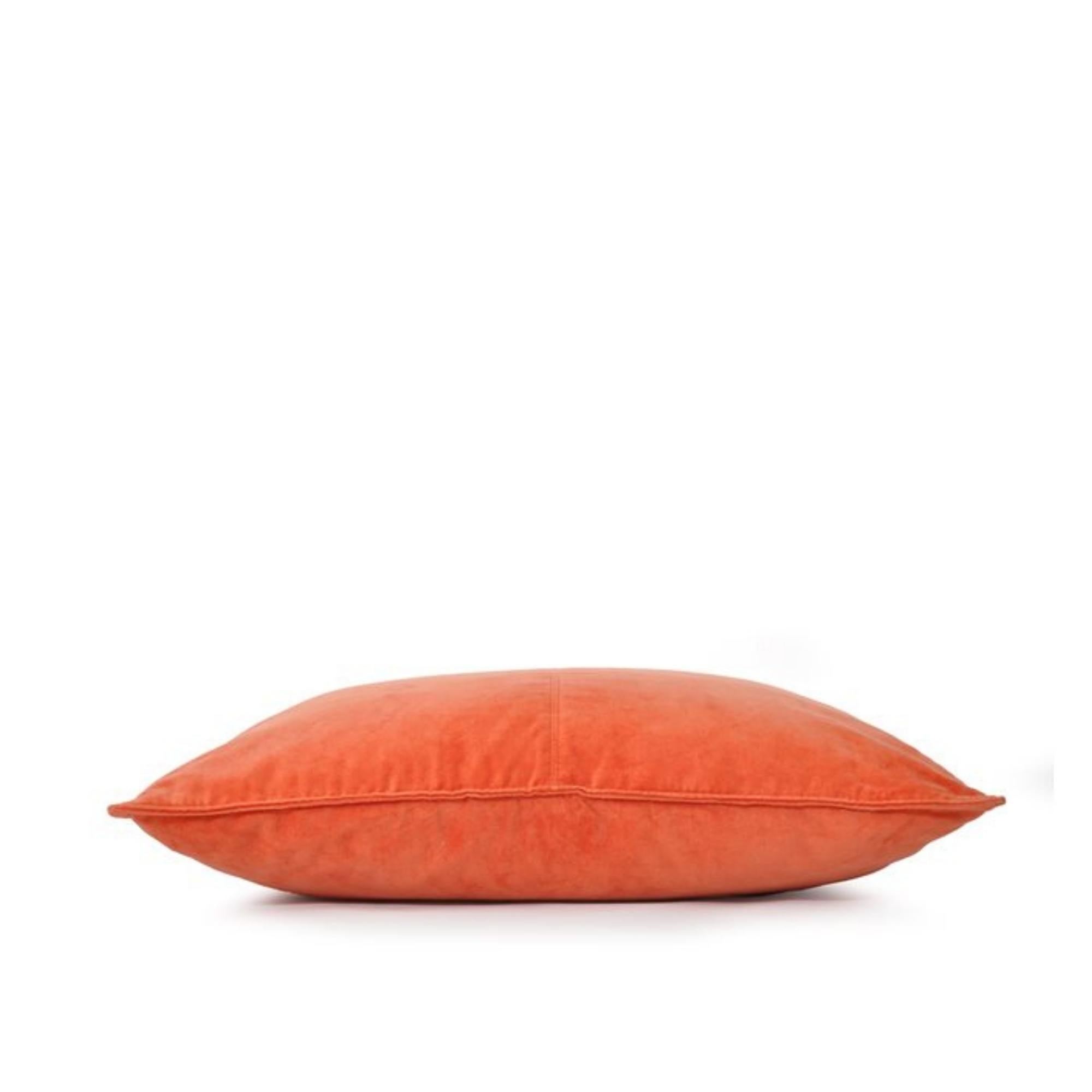 Orange velvet cushion cover, soft cotton, styled