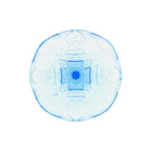 Vintage blue pressed glass cake stand, detail view, All'origine