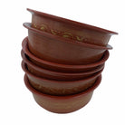 Small vintage wooden lacquer bowl, striking grain, angled view