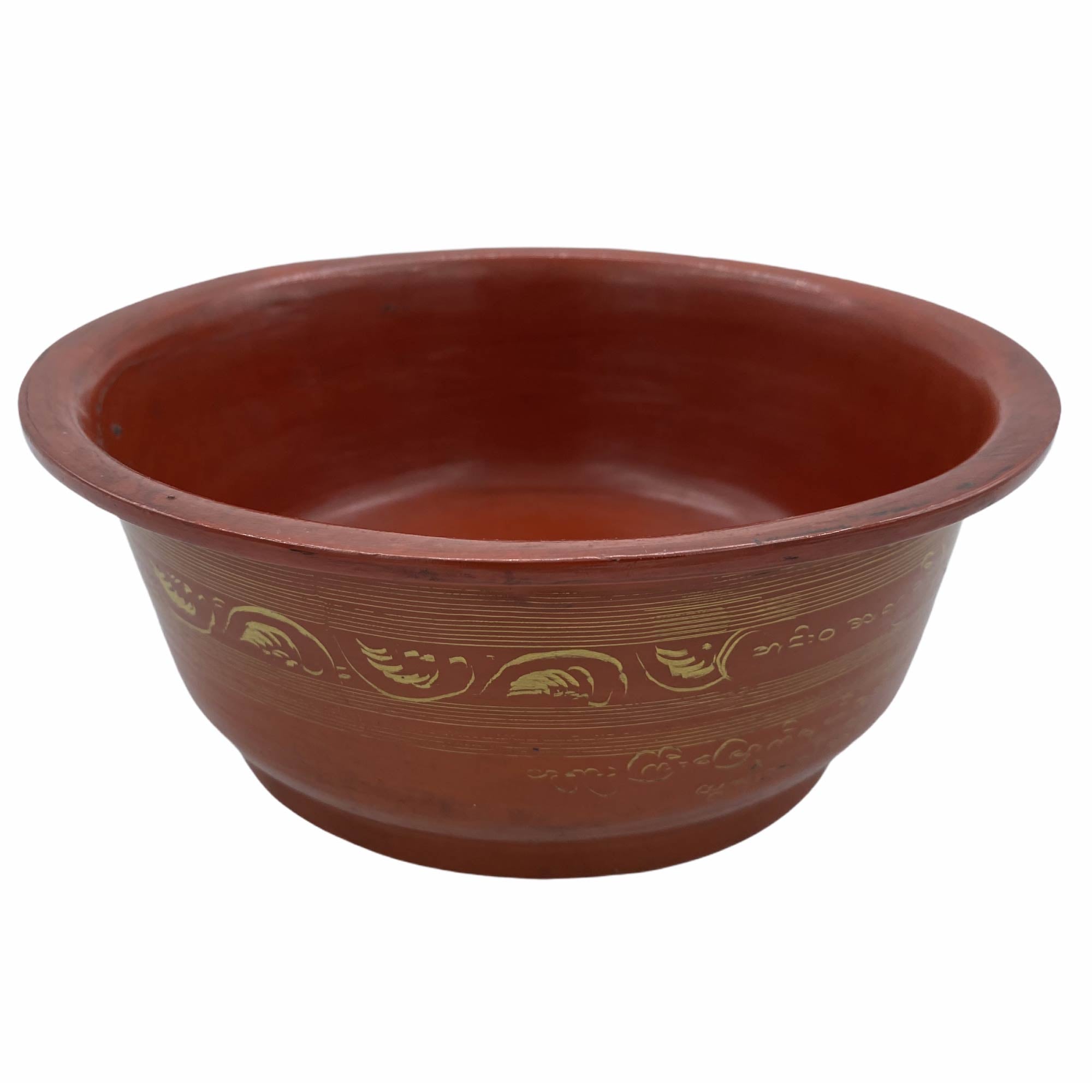 Small wooden lacquer bowl, unique tribal style, styled