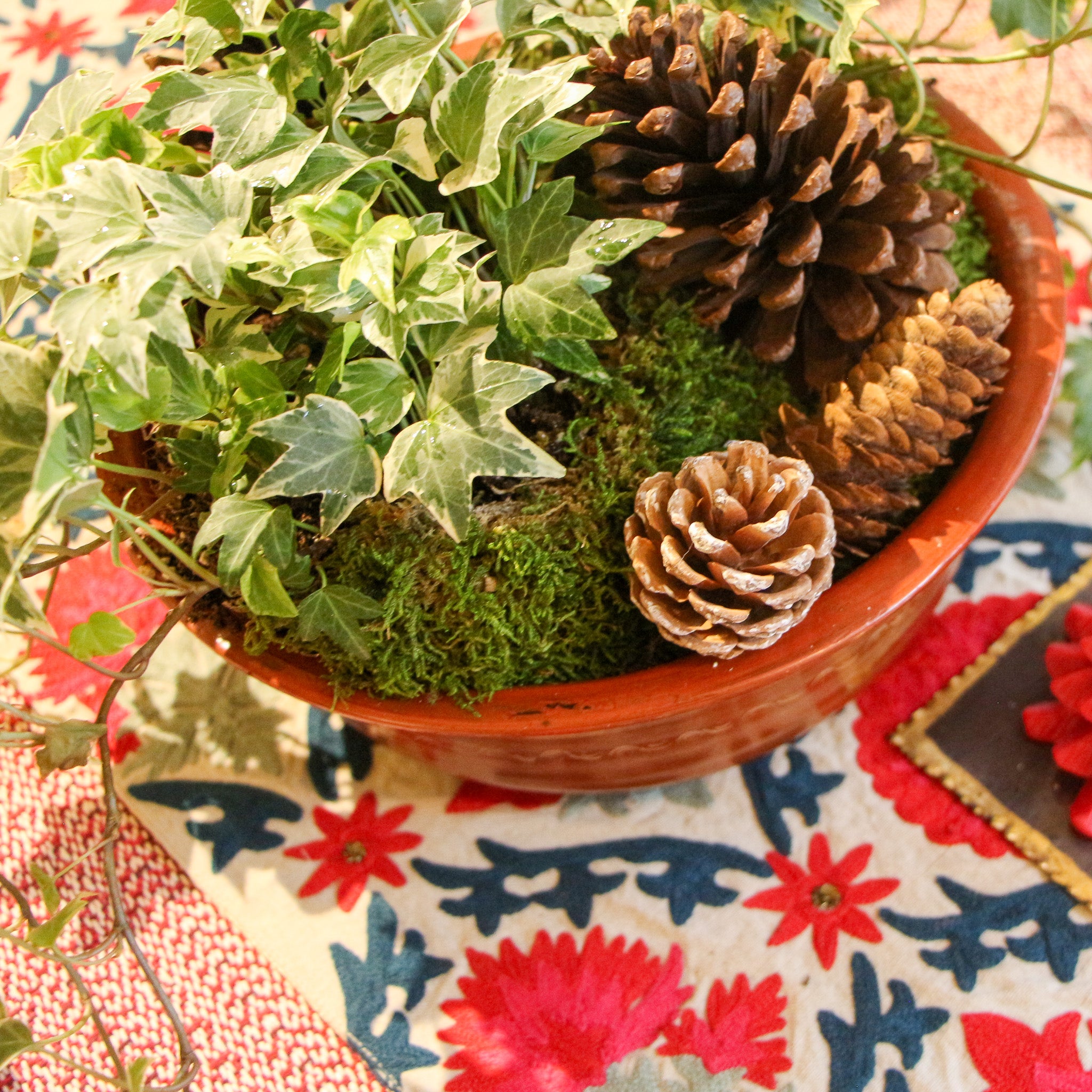 Vintage wooden lacquer bowl, unique tribal style, styled