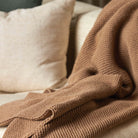 Walnut wool purl knit throw, 130 x 170 cm, detail view