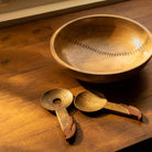 Mango wood salad spoons, set of two, handcrafted, 16 cm