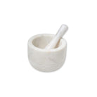 White marble mortar and pestle, natural veining, mortar 41.5 x 26cm