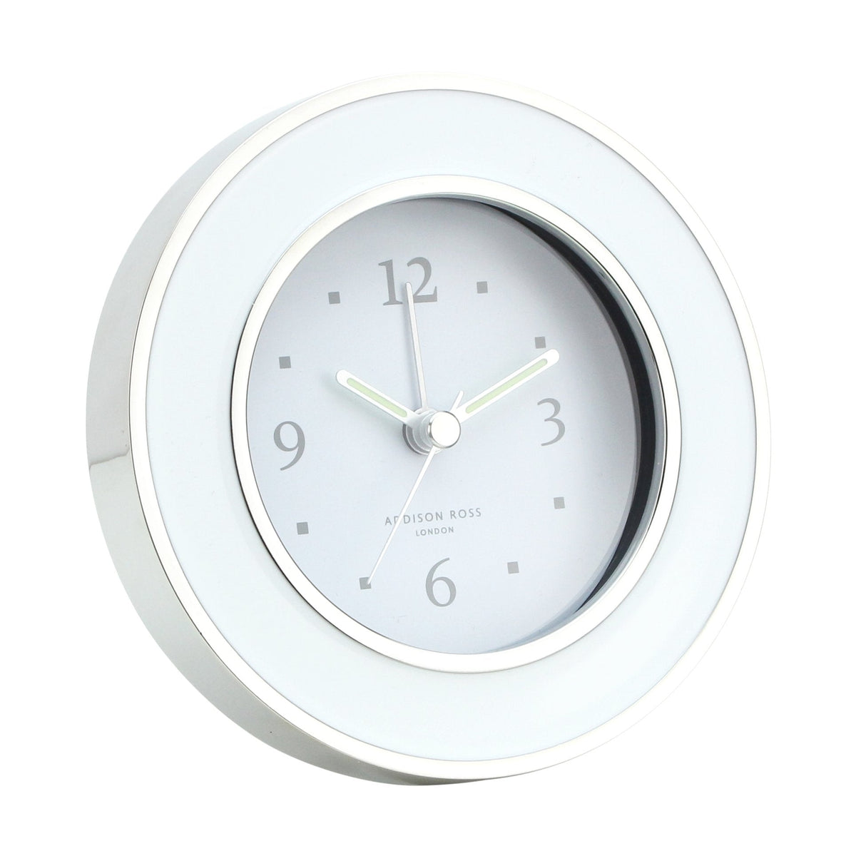 Round White & Silver Silent Alarm Clock | Addison Ross – Inside Living ...