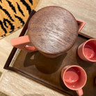 Natural wooden serving tray in handcrafted teak, sustainable